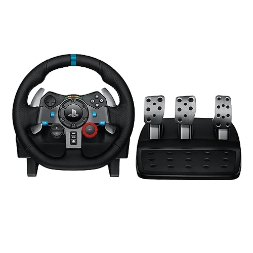 Immagine del prodotto Logitech G G29 Driving Force Racing Wheel Volante da Corsa, Pedali Regolabili, Ritorno di Forza Reale, Comandi Cambio in Acciaio Inossidabile, Volante in Pelle, Presa EU, per PS5, PS4, PC, Mac - Nero