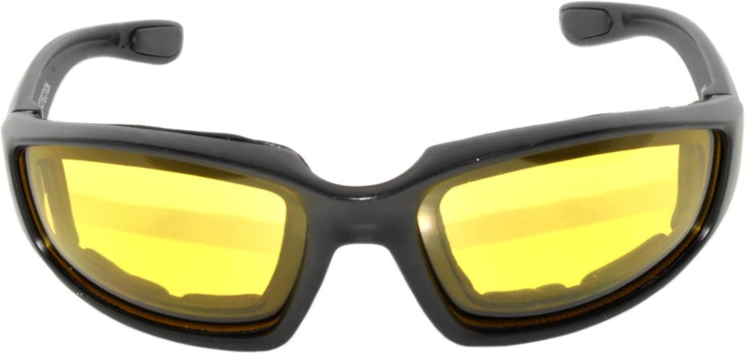 OWL Wholesale of 12 Pairs Motorcycle Padded Foam Glasses Assorted Color Lens