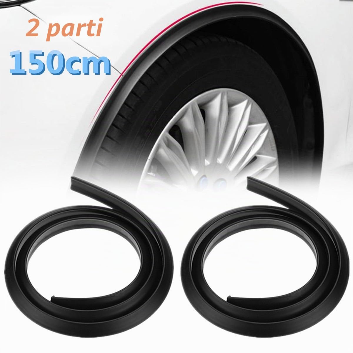 Riloer Parafanghi laterali universali per auto, 2.2 cm x 2 cm triangolare in gomma per protezione dell'arco del sopracciglio, nero