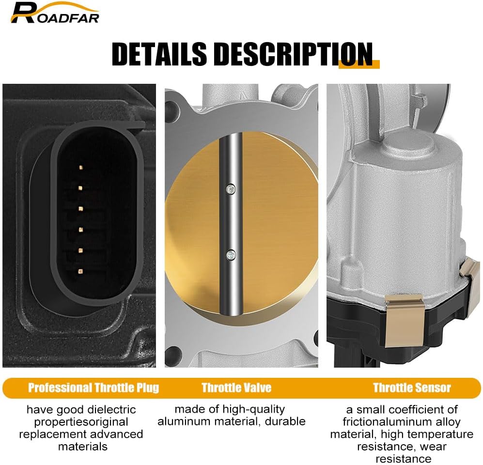ROADFAR Electric Throttle Body 12617792 12678224 S20223 for 14-18 for Chevrolet Cheyenne | 15-18 for Chevrolet Suburban | 15-20 for Chevrolet Tahoe | 15-20 for GMC Yukon | 15-19 for GMC Yukon XL
