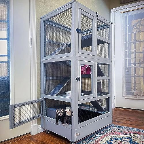 Kleintierkäfig mit DREI Etagen, für kleine Nagetiere, 70 x 50 x 140 cm, Hamsterkäfig Mäusekäfig...