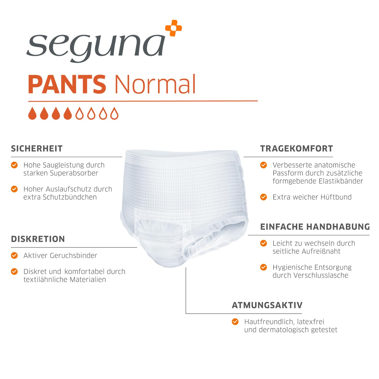 SEGUNA Pants Normal, Inkontinenz Pants, Windelhosen für Erwachsene, Frauen, Männer, Inkontinenzhosen bei Blasenschwäche (L (Sparpaket 4 x 20 Stück))