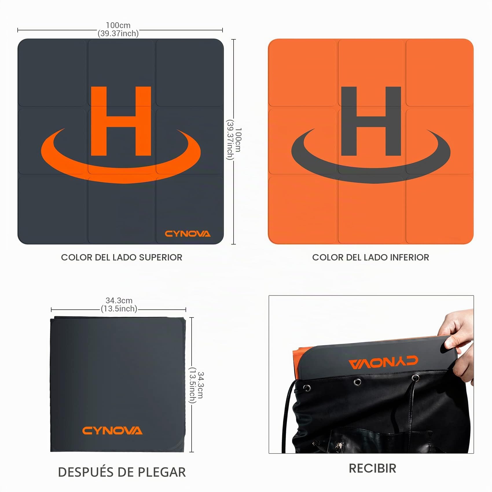 CYNOVA Drones Espacio de aterrizaje grande (100 cm), almohadilla de aterrizaje plegable para DJI Matrice 30T Worry-Free Plus/MATRICE 300 RTK/Phantom 4 RTK SE/Mavic 2 Enterprise Advanced