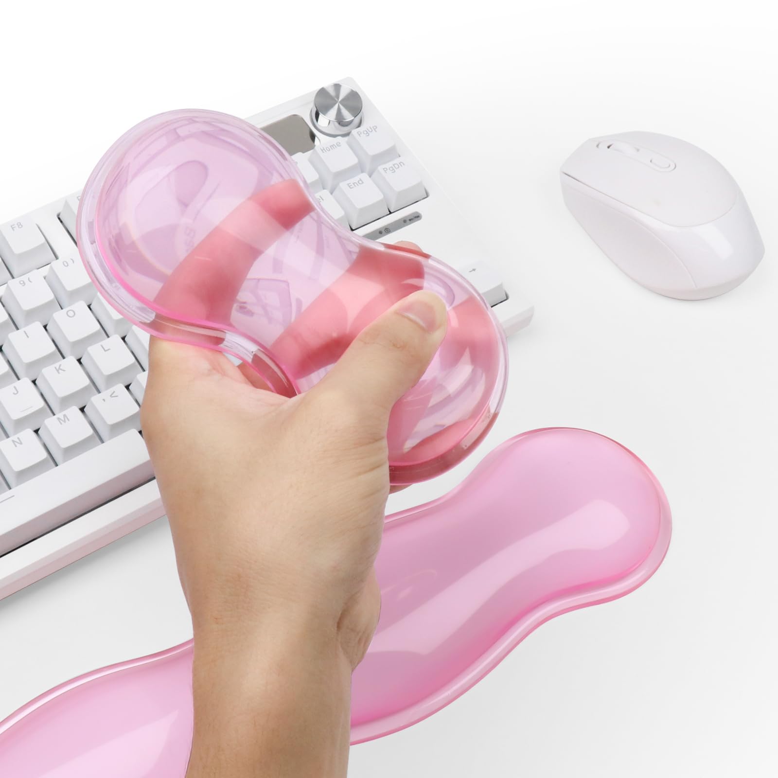 Poggiapolsi in gel per tastiera e mouse, grazioso supporto per polso e supporto per tastiera e mouse, per tastiera e mouse, sollievo dal dolore, adatto per ufficio/computer/laptop/gaming (set rosa