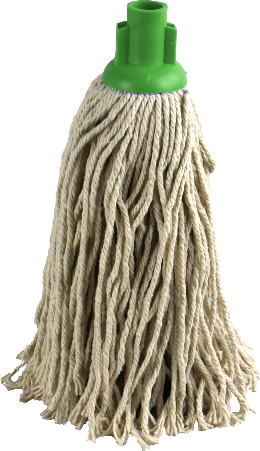 Cotton Mop Head Replacement with Coloured Plastic Socket (Green, PY16 Jumbo)