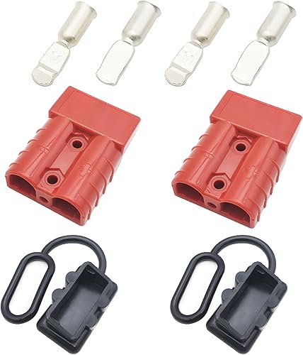Conector de batería 50A, kit de conector de desconexión rápida de batería roja CESFONJER para automóvil, autocaravana, baterías solares, cámper,