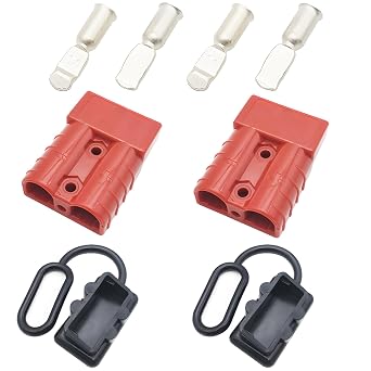 CESFONJER Battery Connector 50A, Red Battery Quick Connect Disconnect Connector Plug Kit, for Car, Motorhome, solar batteries, Camper, Boat Fits 6-10 AWG Wire