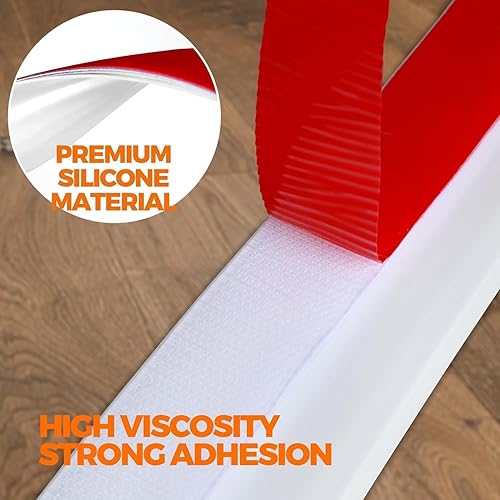 Miniatura 4 de Holikme Tope de puerta reutilizable de 41 pulgadas, topes de puerta para parte inferior de la puerta, sello de puerta burlete fuerte, adhesivo