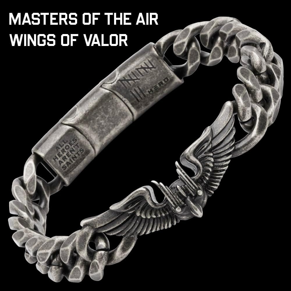 Hero Company Masters Of The Air Cuban Link Bracelet: Helps Pair Veterans With A Service Dog or Shelter Dog