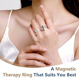 Feraco 2PCS Copper Rings for Women,99.99% Pure Copper Magnetic Thumb Ring with Magnet,Lymphatic Jewelry Gifts for Womens