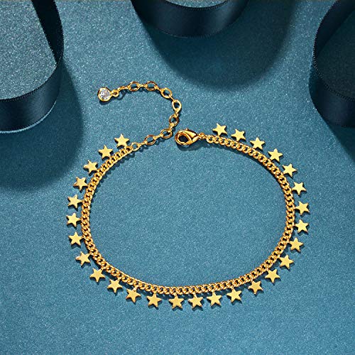 Dremmy Studios Dainty Gold Stars Bracelet For Women 14K Gold Filled Stars Dangle Bracelets Minimalist Bracelet Jewelry Birthday Gifts For Women Girls #TOP5