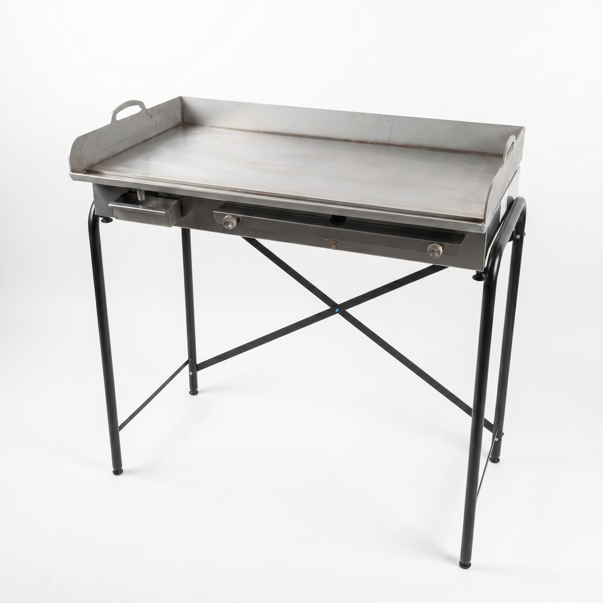 Yelloo - Parrilla Inoxline 1000 100x60 cm con placa lisa de acero inoxidable AISI430, BBQ barbacoa de gas con dos quemadores