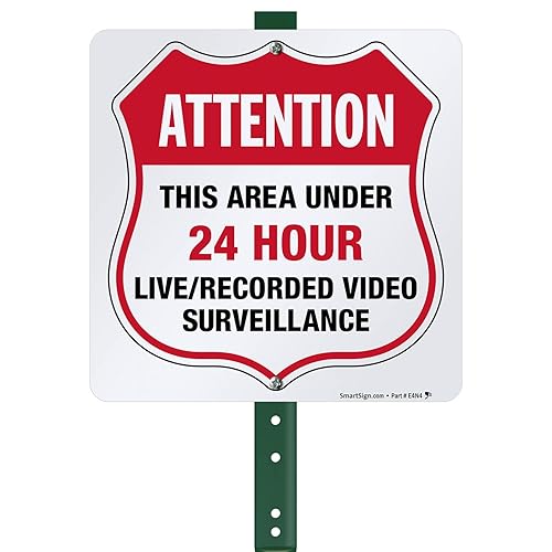 SmartSign Letrero de 10 x 10 pulgadas con estaca de 3 pies, aluminio laminado a prueba de óxido laminado de 40 mil, color rojo, negro y blanco, 1