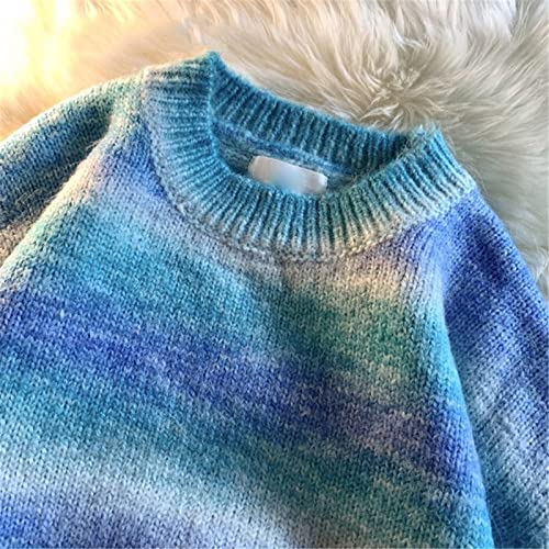 Rainbow Striped Sweater Men Clothing Harajuku Fashion Men Sweaters Pullovers Retro Clothes Autumn Winter3