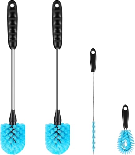 Miniatura 8 de Juego de 5 cepillos de limpieza de botellas, cepillo limpiador de limpieza de acero inoxidable con mango largo de 15 pulgadas y 3 cepillos para