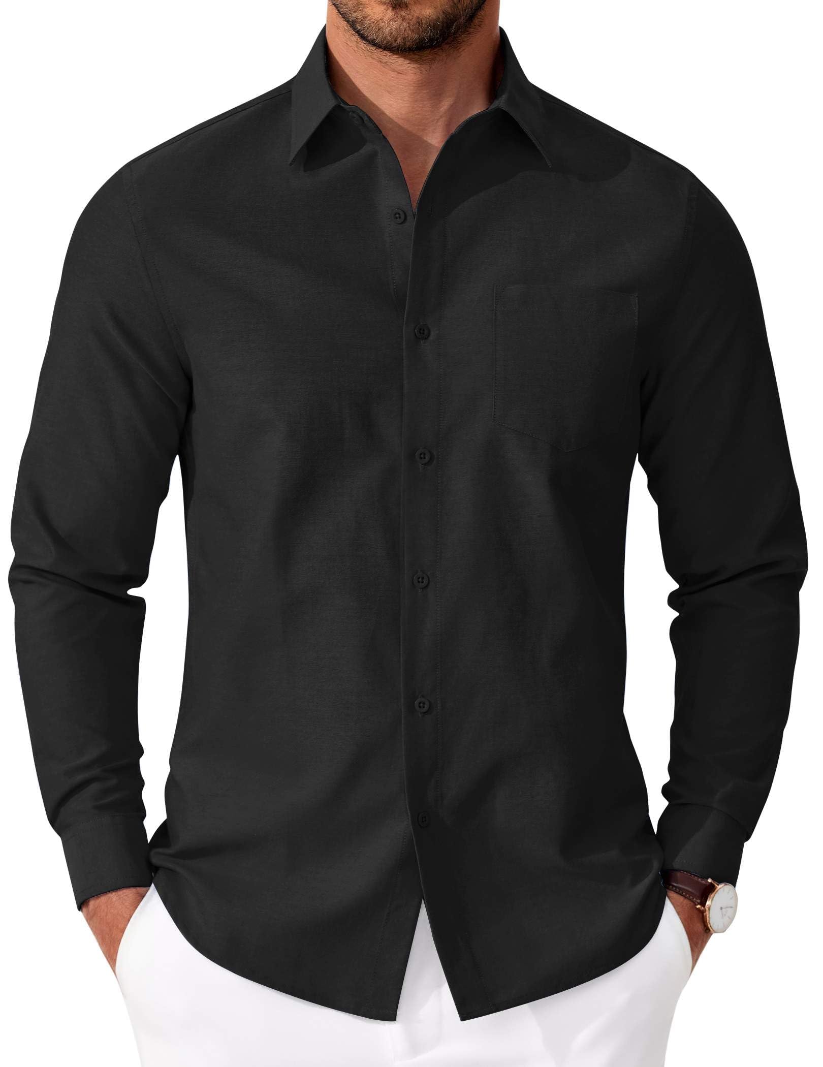 COOFANDY Hemd Herren Langarm Regular Fit Oxford Hemd Baumwolle Freizeithemd Businesshemd Herrenhemden Langarm Oberhemd mit Tasche