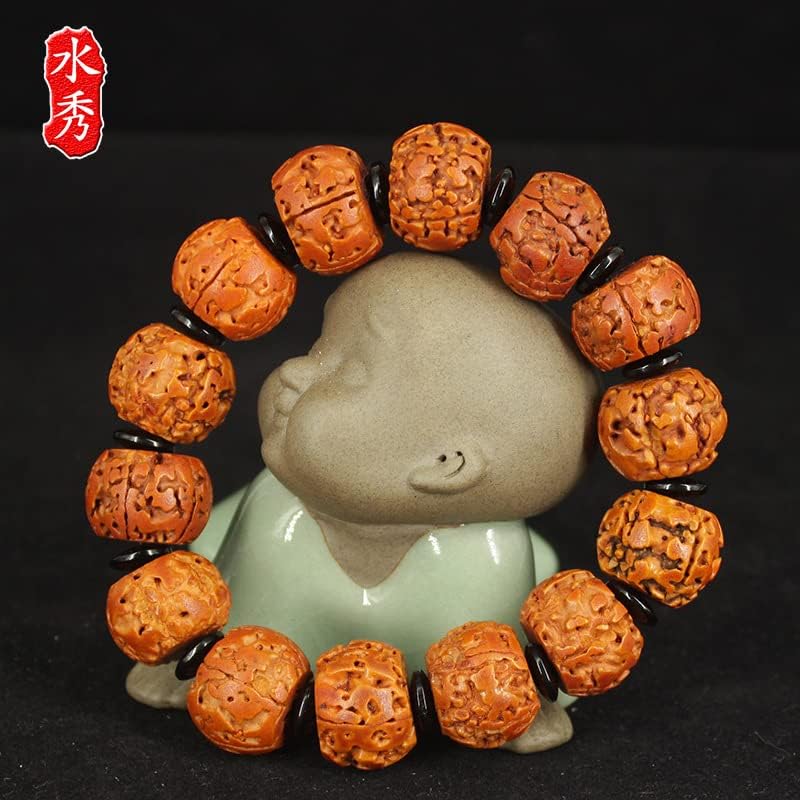 红肉金刚菩提佛珠手串 双面切片打磨黑色隔片夏季()