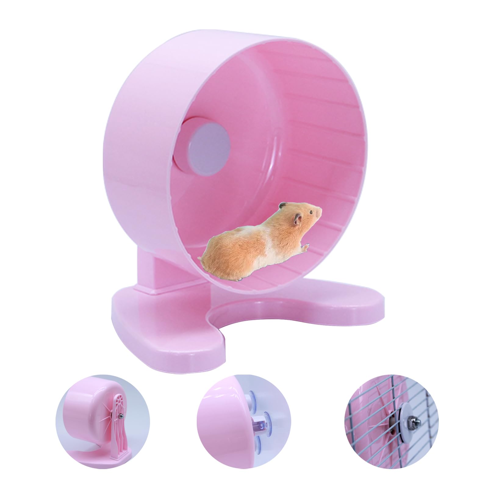 Hamster Wheel, 6.5" Super-Silent Exercise Wheels, Dual-Bearings Quiet Spinner Running Wheels, 3 Installation Methods, Fits Any Hamster Cage, Hamsters Toy for Dwarf Hamsters, Gerbils, and Small Pets.