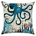 Polyester Throw Pillow Case,Mediterranean Style Decorative Square Cushion Cover (Cover Only,No Insert) (18x18 inch/ 45x45cm,6 Pack Sea Theme 1)