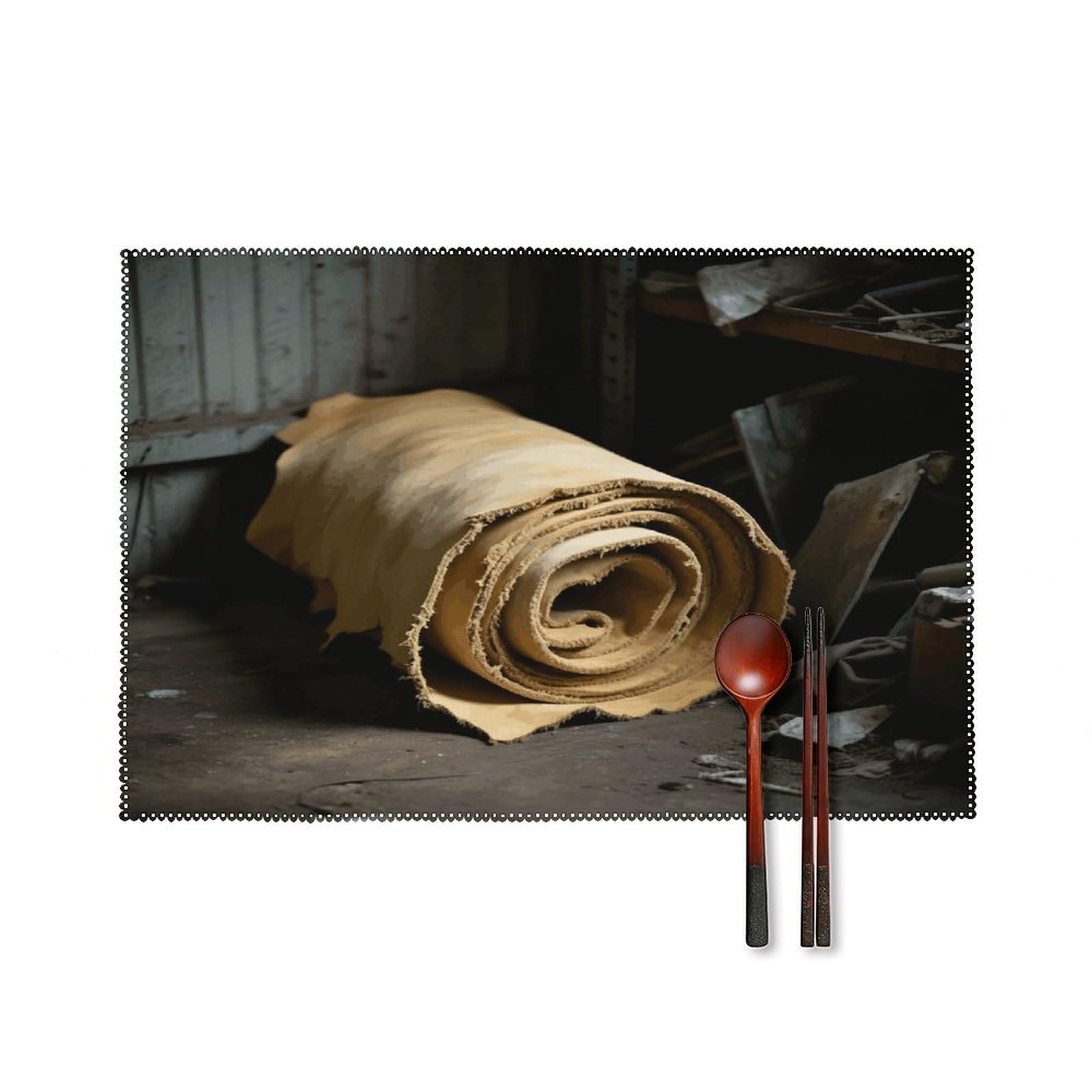 Natural Cowhide Placemats Set of 4 Heat Resistant Non-Slip Place Mats for Dining Table Washable Placemat Wipeable Dining Table Mat Canvas Place Mats Dining Table Decor