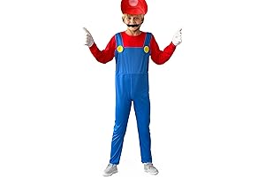 Super Mario Bros Costume for Kids, Playful Halloween Cosplay with Jumpsuit, Hat, Moustache, and Gloves