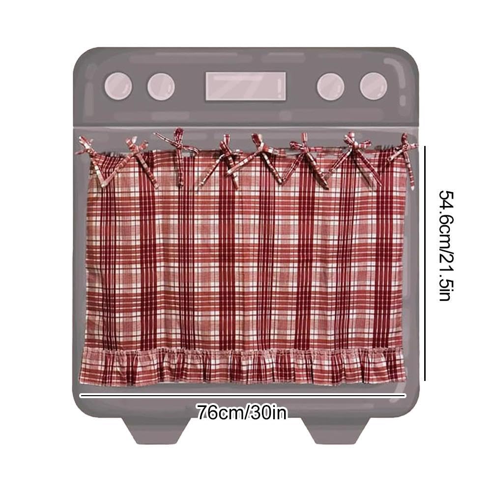 Cortina de horno, falda de horno, cortina de estufa, decoración de cocina de granja, utilizada para puertas de horno estándar, estufas, microondas (verde)