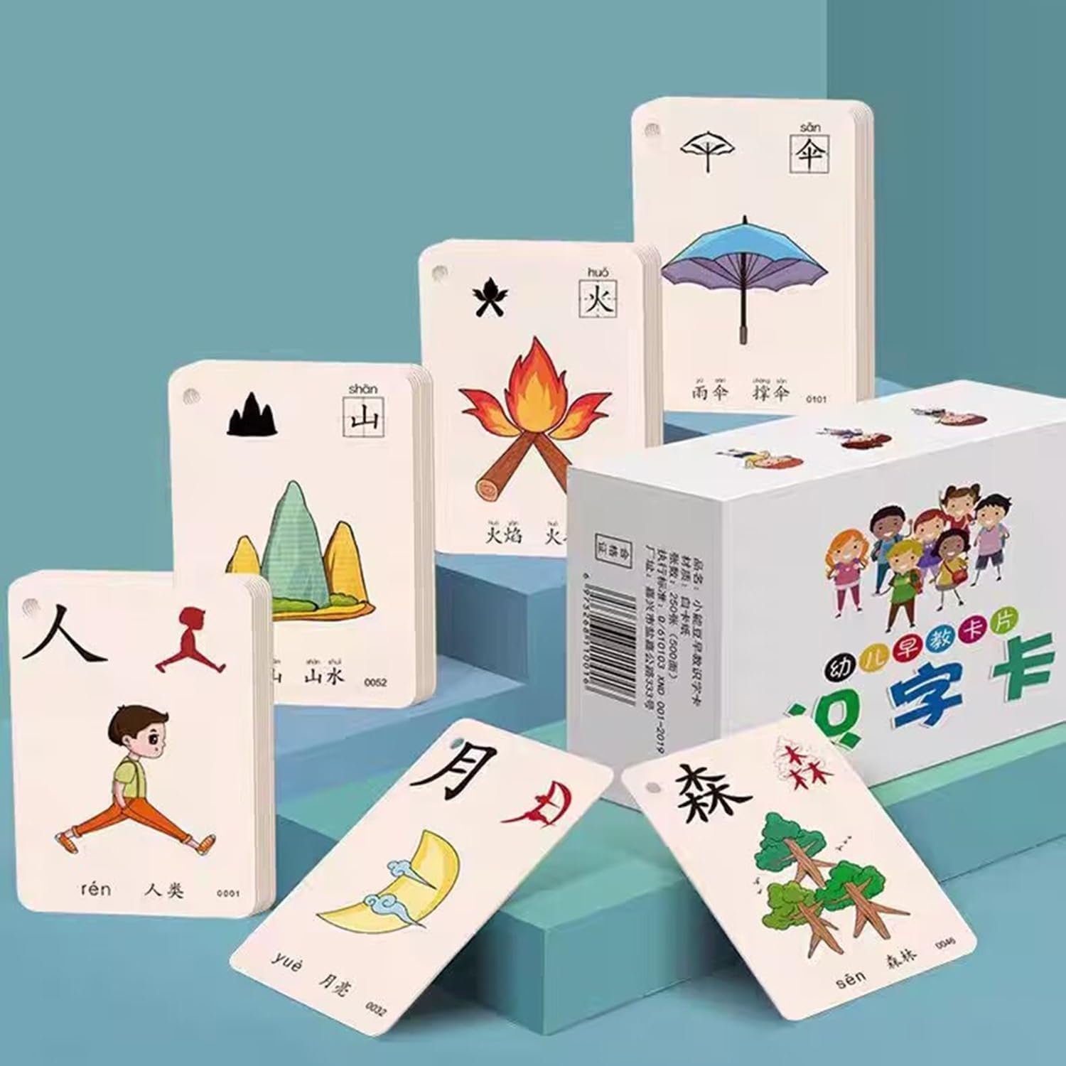 Hieroglyphic Pictograph Symbols Chinese Learning Color Flash Memory Cards Mandarin Simplified Edition,Characters with Pinyin and Stroke Illustrations,Chinese Vocabulary Flashcards 1500 words