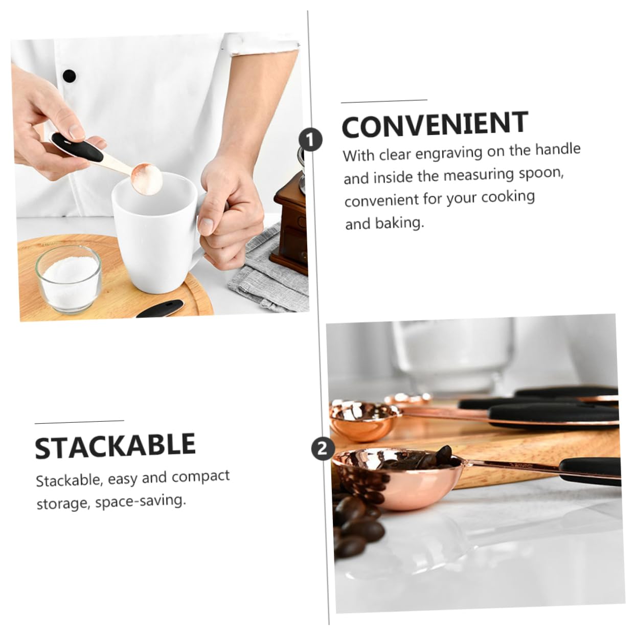 Ciieeo 3 Ensembles Cuillère à mesurer de en or rose cuillere doseuse cuillères à mesurer accessoires de cuisine cuillère à cocktail Acier inoxydable Rose Gold