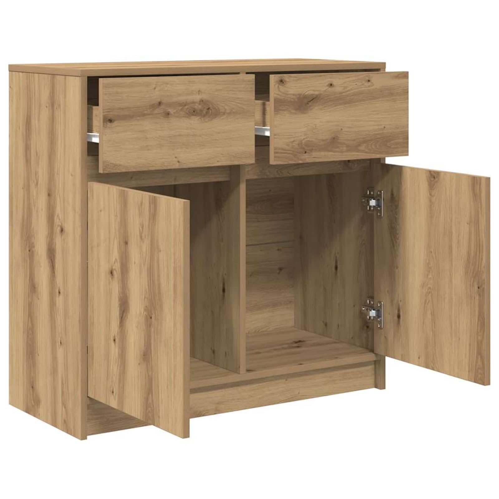 Gecheer Credenza con Cassetti in Legno Tecnico 80x34x76 cm Rovere Artigianale per Soggiorno, Zona Pranzo e Ufficio a Casa
