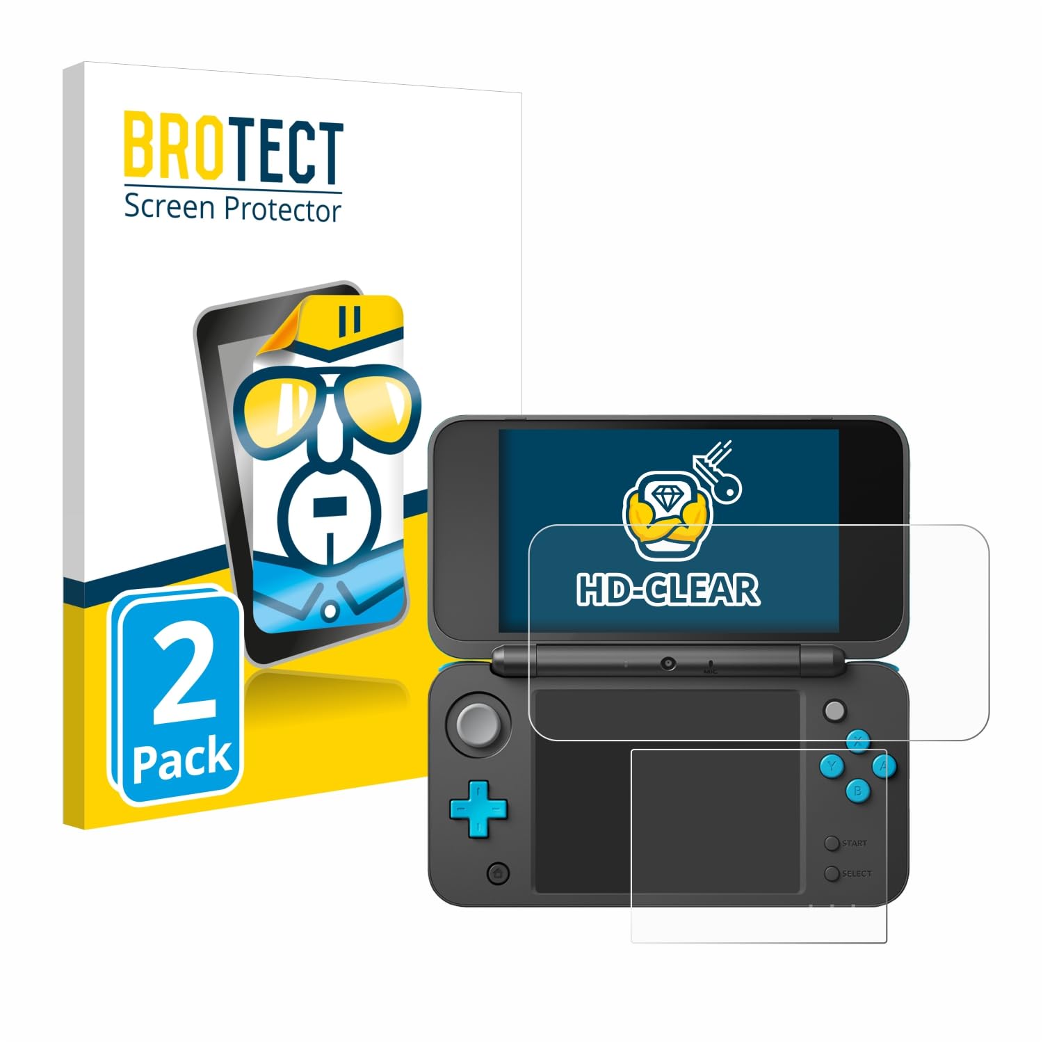 BROTECT Protector Pantalla para New Nintendo 2DS XL Protector Transparente (2 Unidades) Anti-Huellas