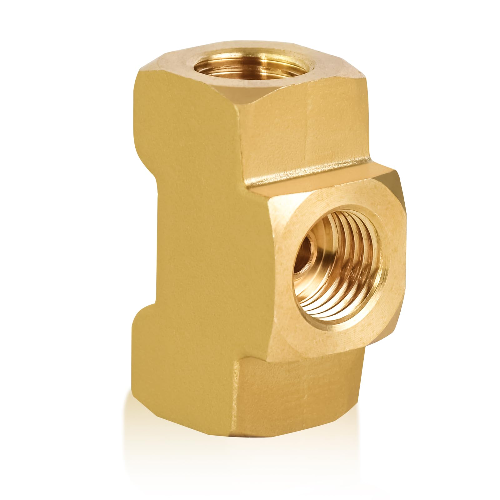 MuHize Brake Line Tee Fitting - 3/16" Brake Line T | SAE/DOT Certified Brass T-Connector for Double Flare & Bubble Flare Systems | Leak-Proof 3-Way Union for GM/Ford/Dodge
