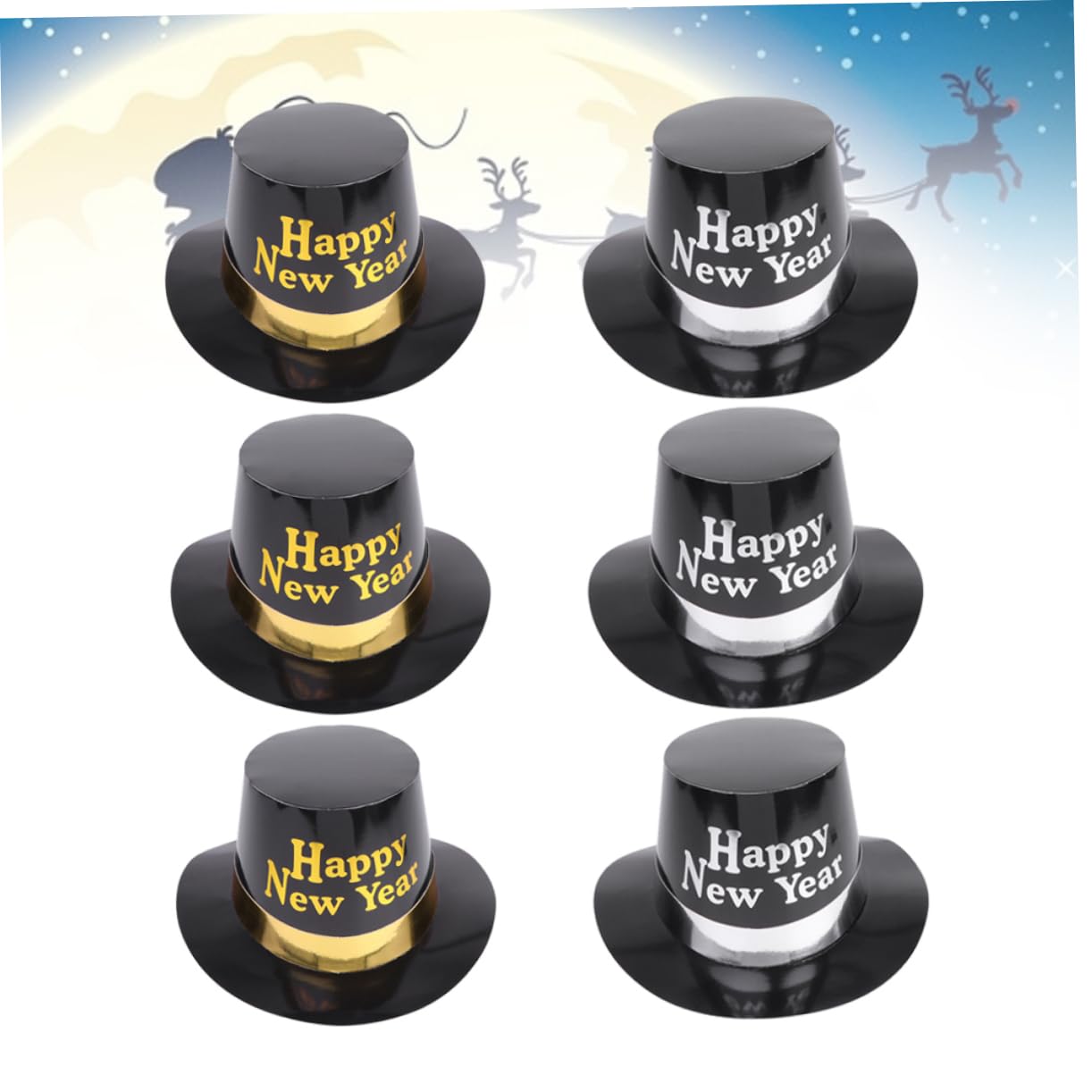 2 Sets Silvester-zylinderhut Party Neujahrshüte Lustige Partygeschenke Buchstaben-zylinderhut Für Feiern 6 Stück * 2