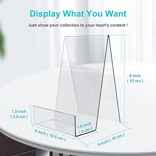 Miniatura 10 de Boloyo Soporte de acrílico para libros con repisa, 10 piezas de caballete de exhibición de acrílico transparente de 4 pulgadas, soporte transparente