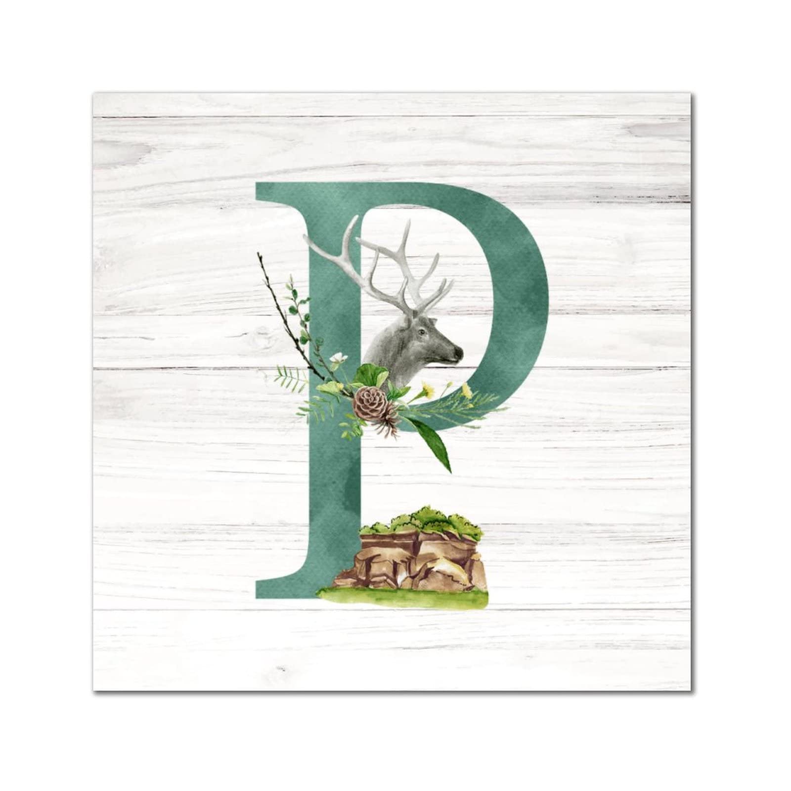 Lettre P en bois classique 40 cm pour décoration murale rustique