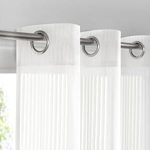 White Sheer Curtains for Living Room 63 inch Length 2 Panels Set, Grommet Semi Sheer Light Window Treatments for Bedroom,42W x 63L (2 Panels)