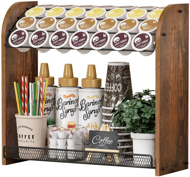 K Cup Holder 2-Tier Organizer, Metal Coffee Pod Holder