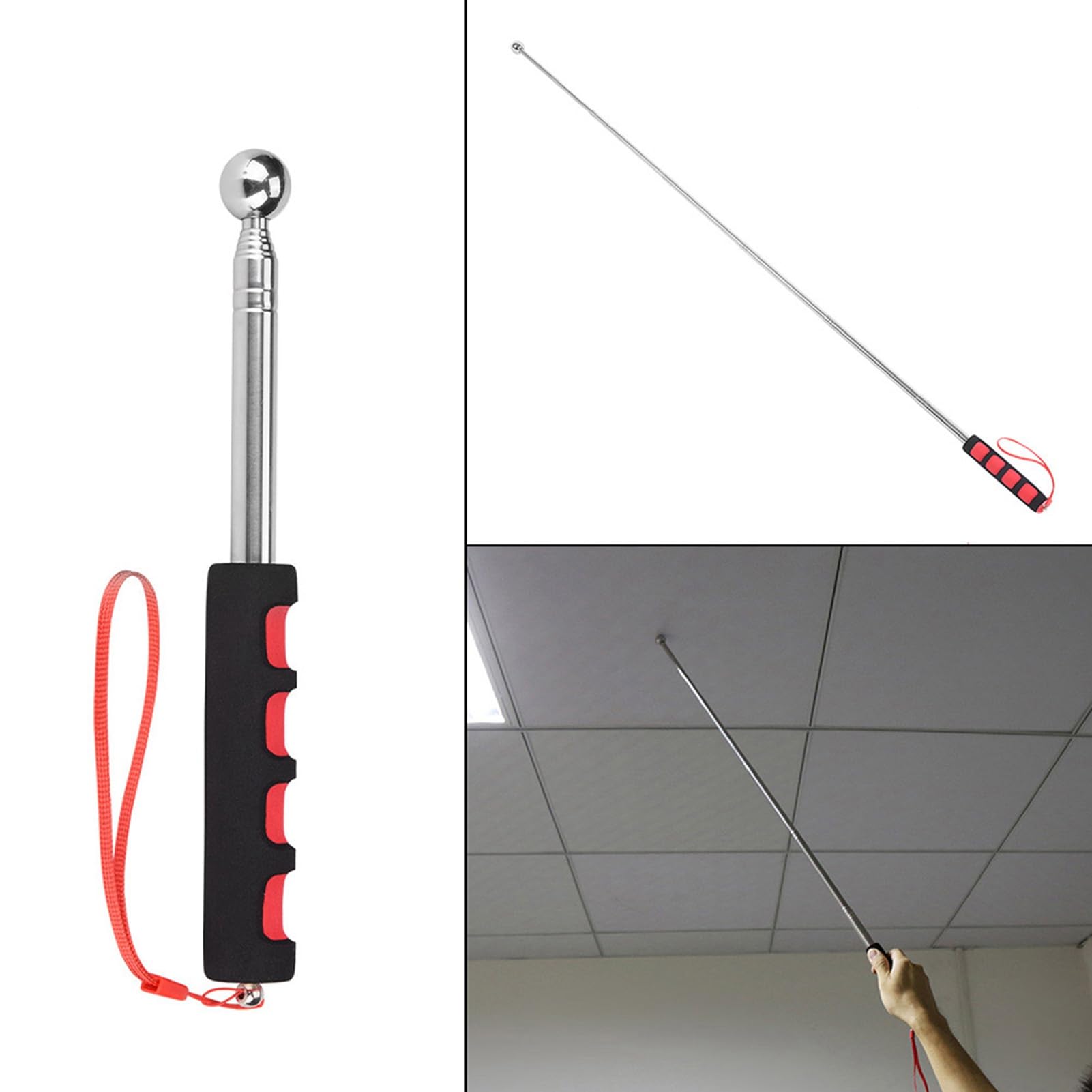 115cm Hollowing Drum Hammer Sound Detection Folding Stick Thickened Telescopic Rod for House Decoration Inspection,Tour Guides,Teaching Presentations