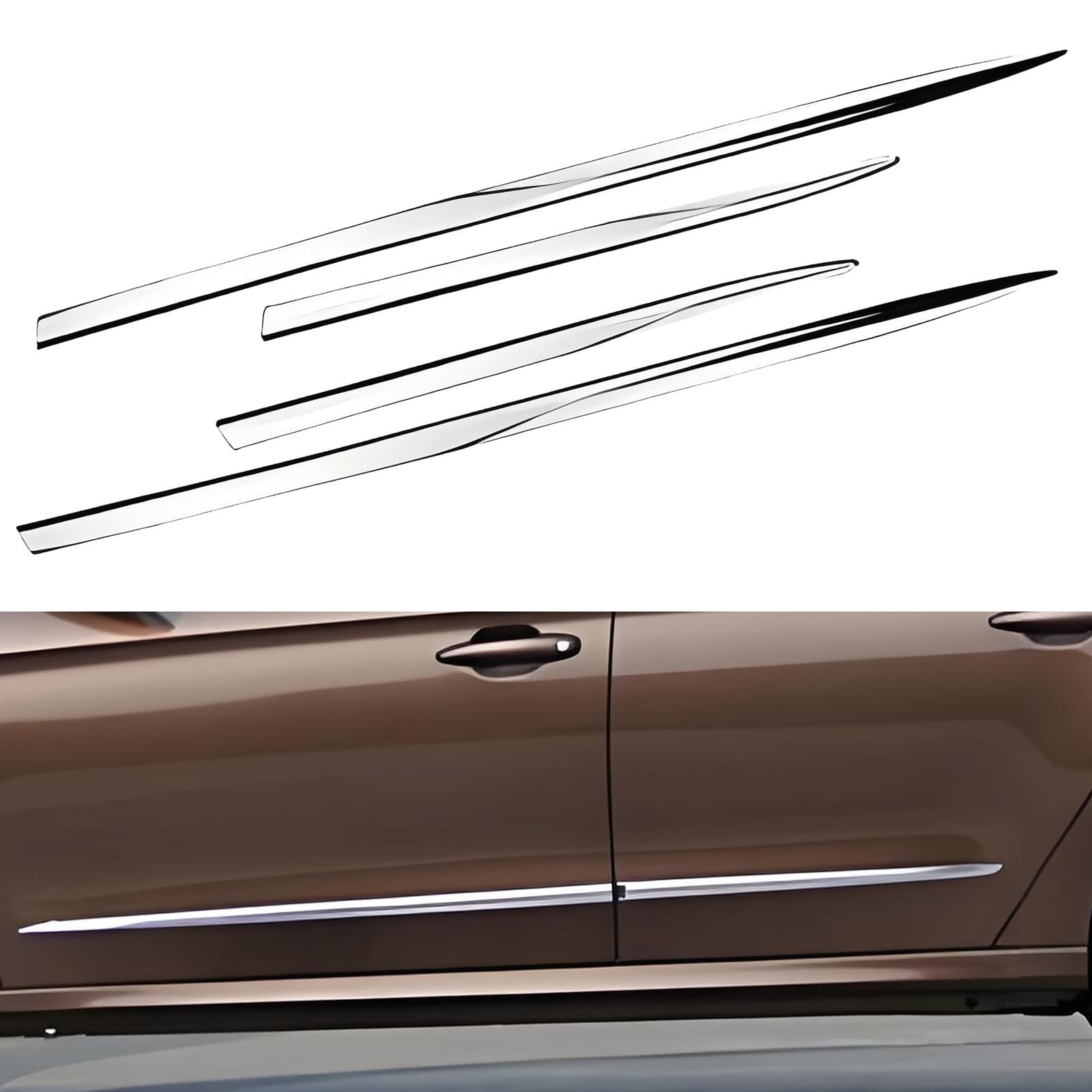 ISTOVO Jupes LatéRales de Voiture pour Volvo XC40 2019-2025, ABS Garniture Jupe LatéRale Carrosserie Extensions Bas Caisse Anti-Collision (4pcs),Silver-Normal
