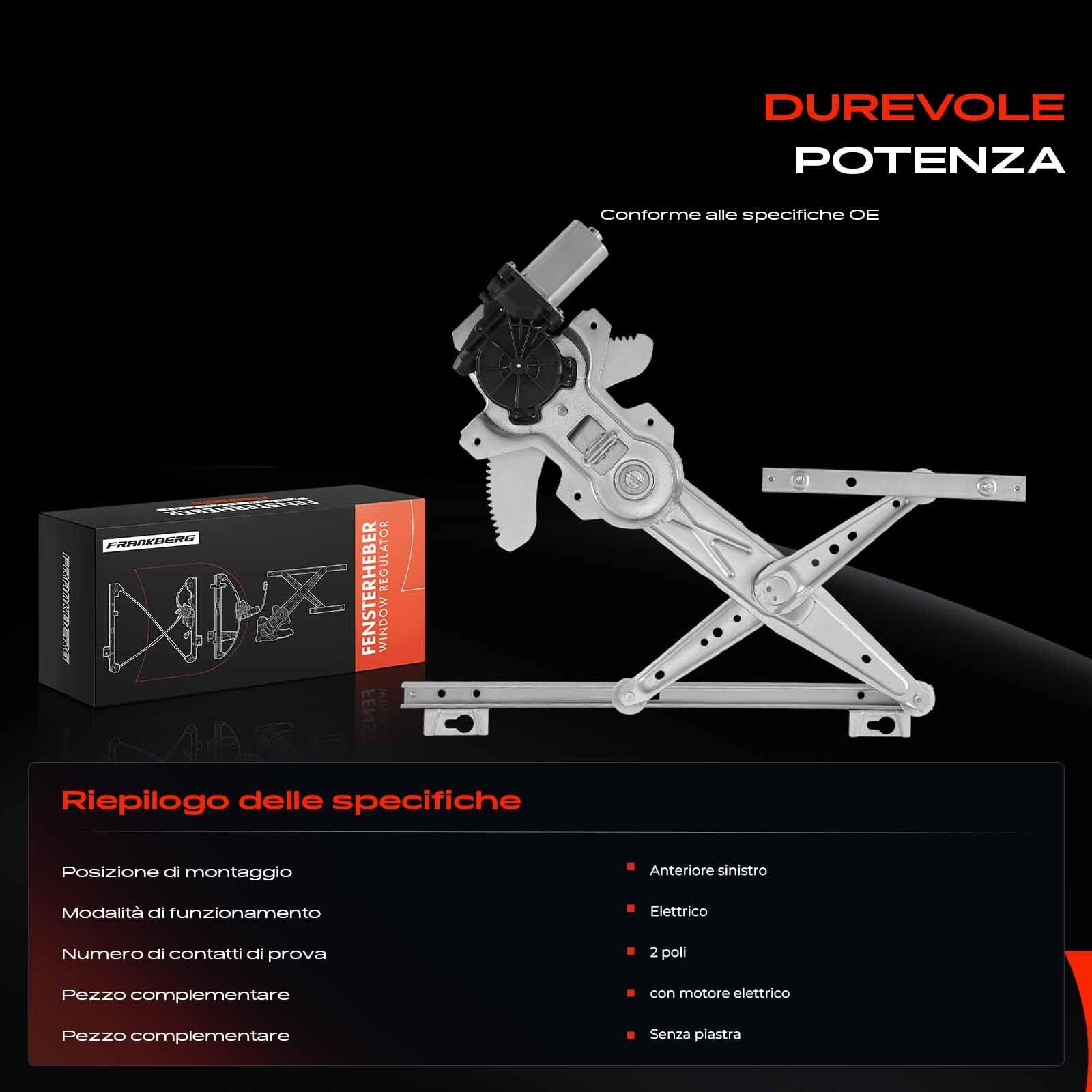 Frankberg Alzacristallo con motore 2 Poli anteriore sinistro CUH000092 | con motore, 2 poli, davanti, Sinistra, CUH000092; Compatibile con: Defender Station Wagon LD, Defender Pick-up LD_