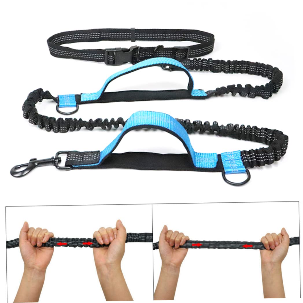 Guinzaglio per Cani da Corsa Cintura da Passeggio per Cani Regolabile Guinzaglio Cintura in Vita Mani libere Doppio Riflettente telescopico per Cane Blu per Uso Domestico