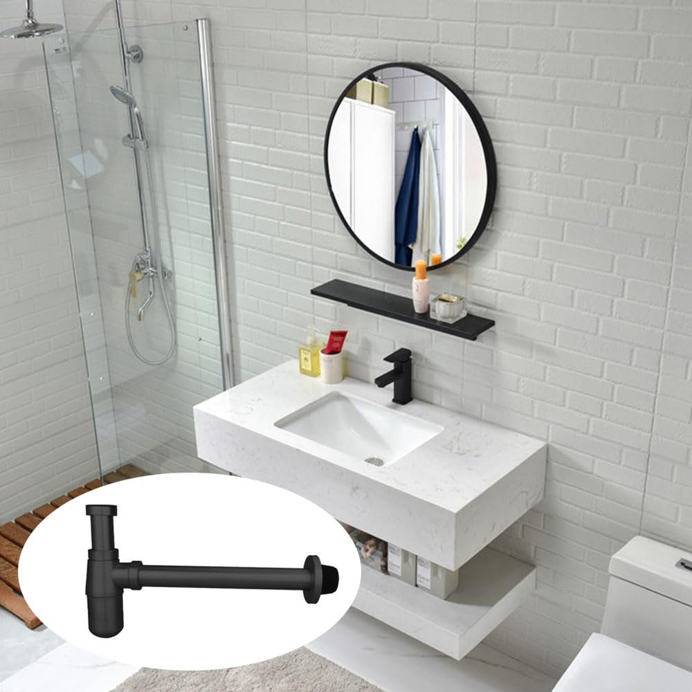 Siphon rond en forme de P, en acier inoxydable, pour lavabo de salle de bain, évier, bonde de vidange, kit de siphon P pour évier, or brossé