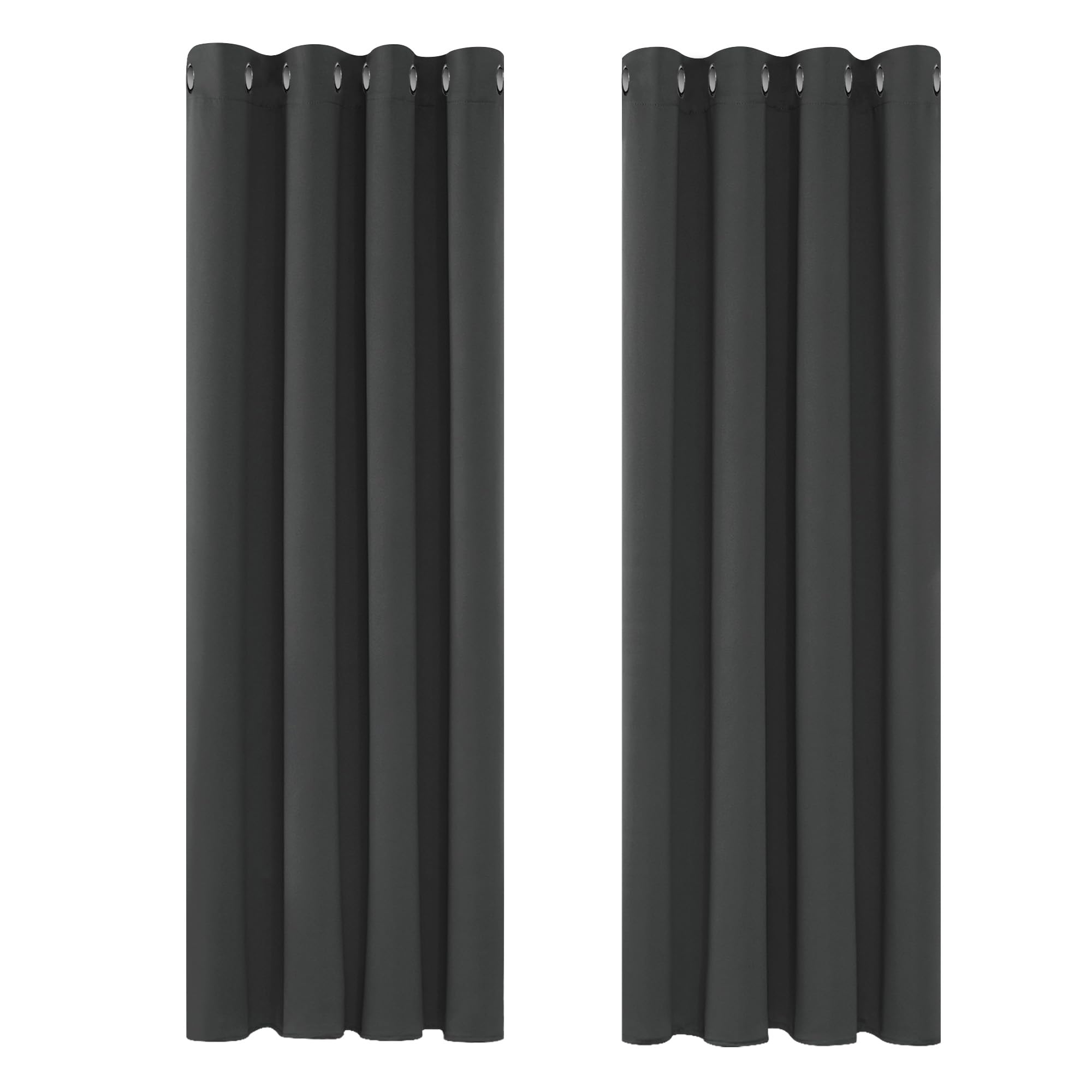 Deconovo Tende Oscuranti per Interni 2 Pezzi 183 CM Altezza, Termiche Isolanti, Anti-Rumore, con Anelli, Ideali per Camera da Letto e Soggiorno, 117x183 CM, Grigio Scuro