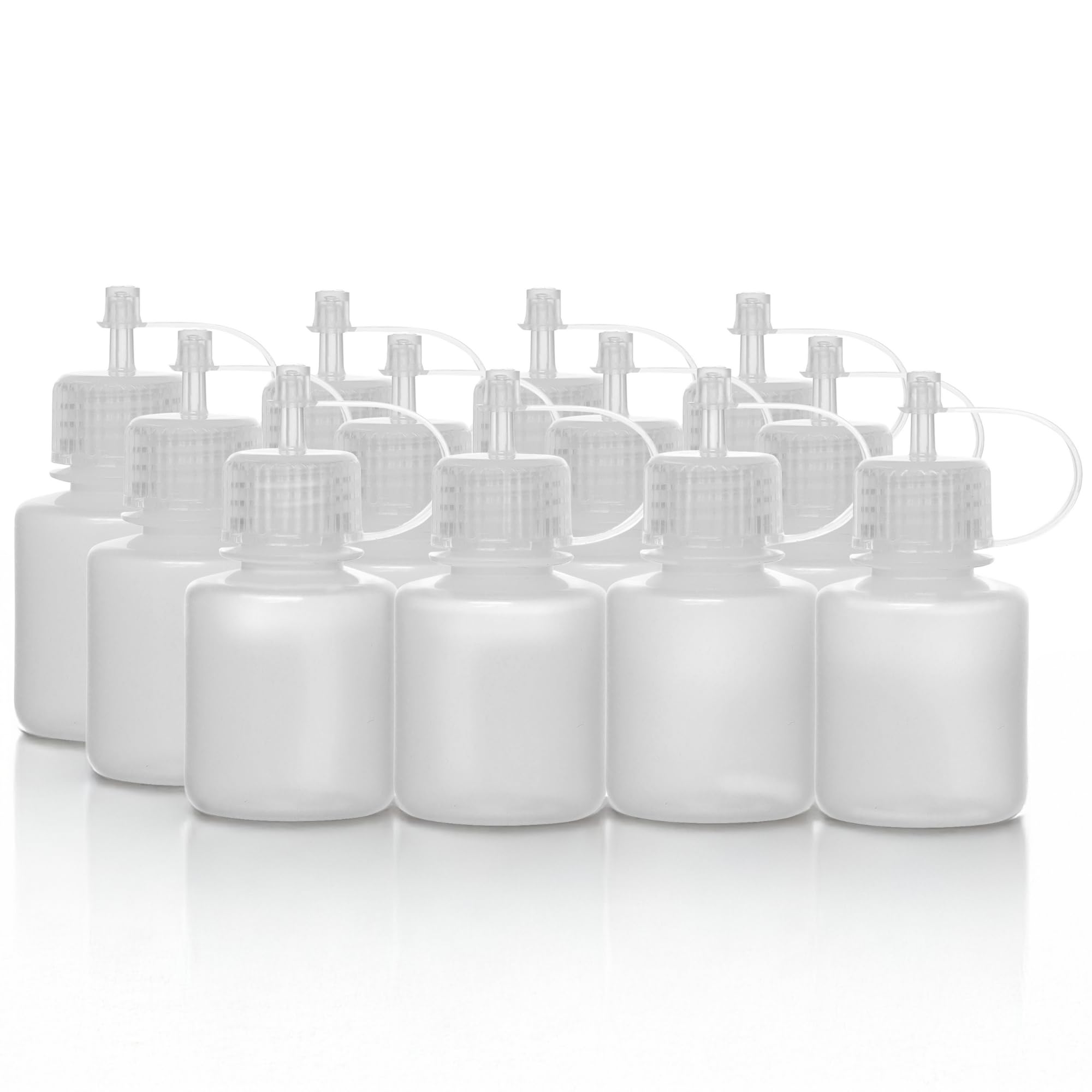 Eisco - Paquete de 12 botellas de goteo de LDPE de 30 ml, diseño europeo con tapas de rosca y boquillas cuentagotas para laboratorio, aula o uso doméstico