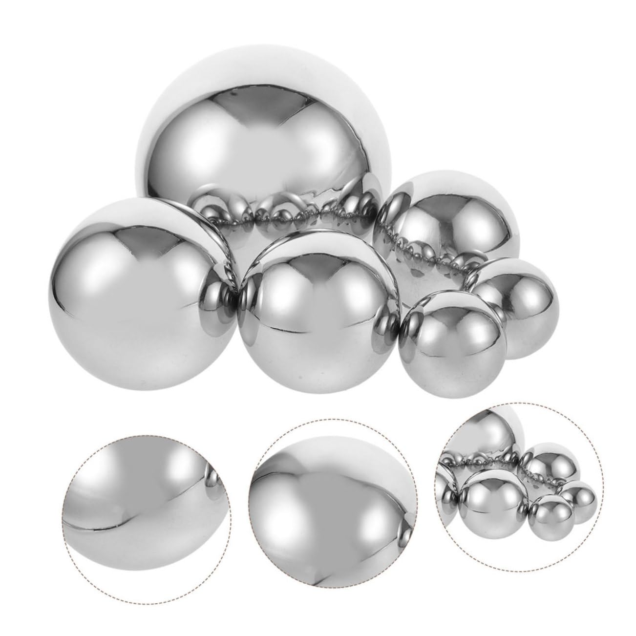 Happyyami Palla Specchio Riflettente da Giardino in Acciaio Inox 6 Pezzi