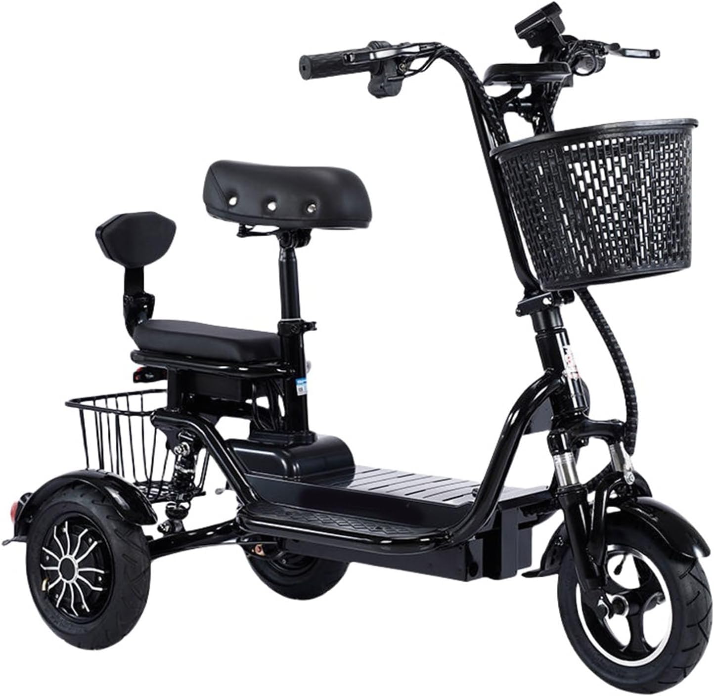 Patinete Eléctrico Plegable Y Ligero De 3 Ruedas para Adultos, Ideal para Llevar Y Recoger Niños, con Cargador Y Cesta., Black, 35kmk