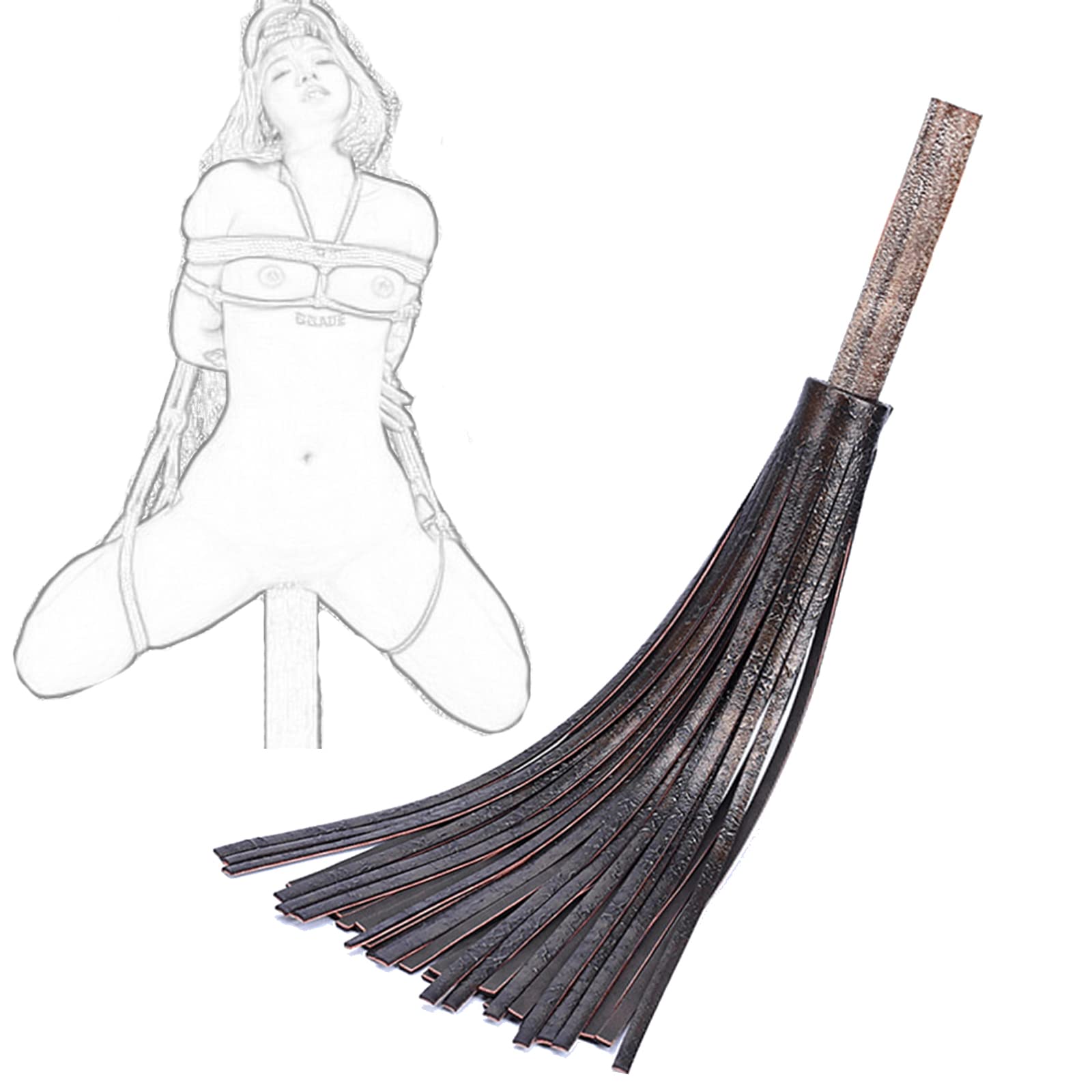 Peitsche Erotik Flogger Rindsleder SM Spanking Quasten Gerte BDSM Bondage Reitgerte Holzimitat Griff Partners Spiele Rollenspiele Cosplay Sex Spielzeug für Frauen Männer und Paare