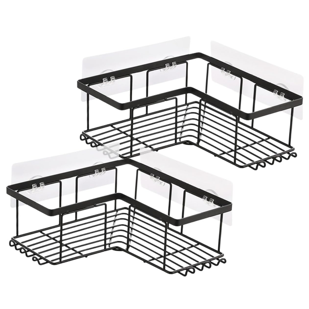 Ciieeo Organizador de Ducha Esquinero de Acero al Carbono en Forma de L, 2 Estantes Adhesivos Fuertes, Estructura Resistente para Baño o Cocina