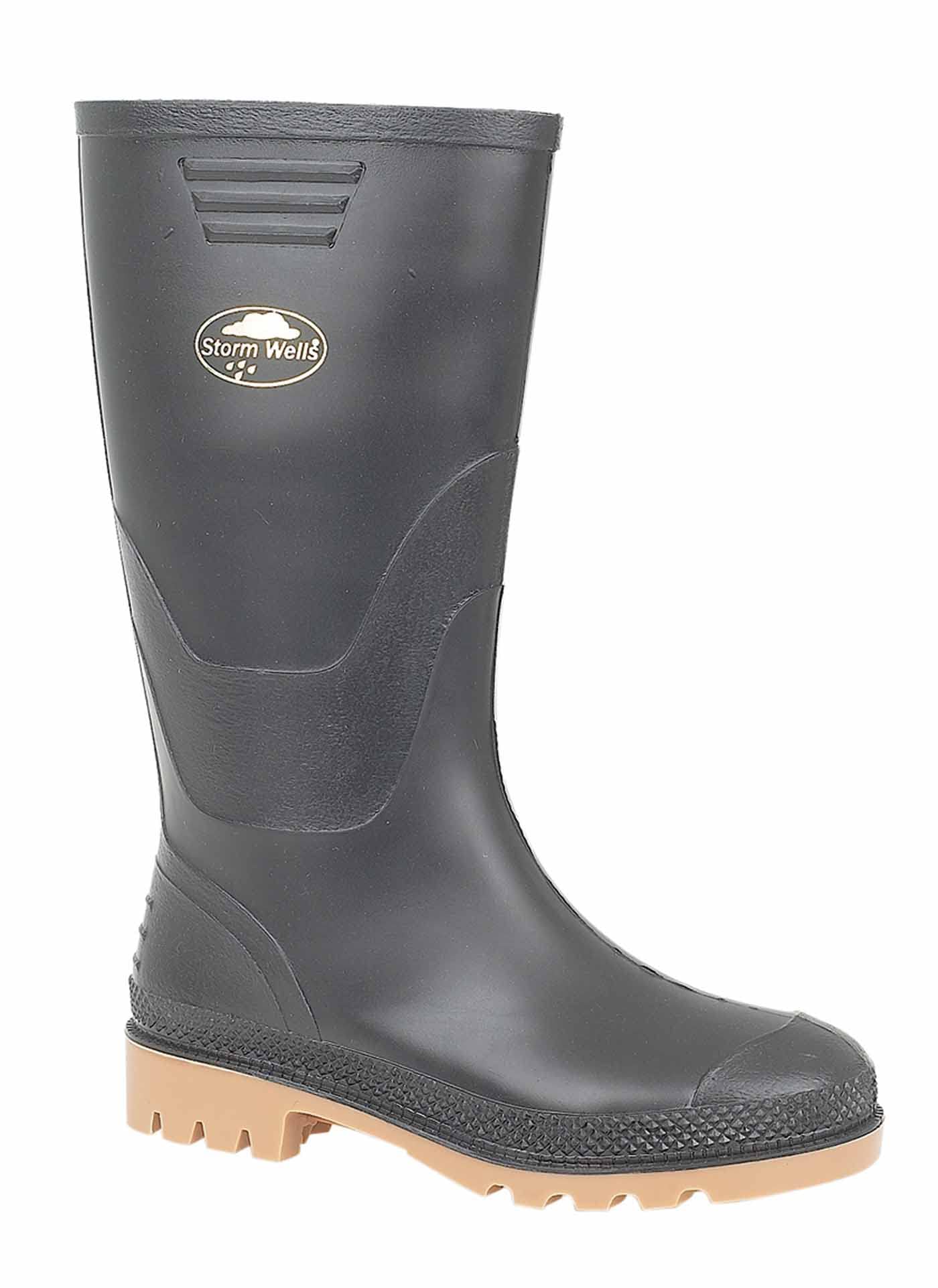 Stormwells SPLASH Kids Junior PVC Wellington Boots Black UK 12 (Junior)