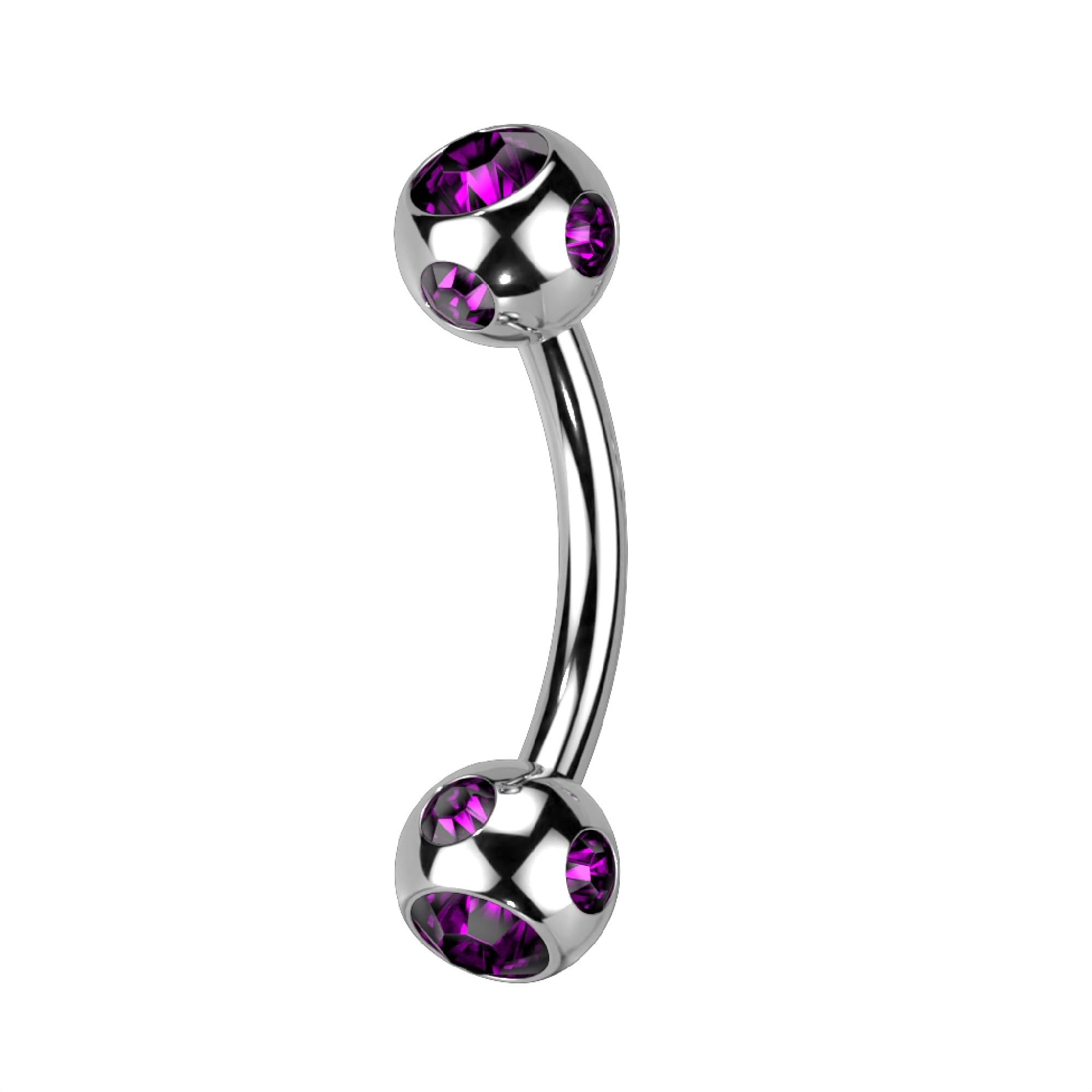 16g 8mm Daith Earring, Eyebrow Ring and Rook Piercing Jewelry, Multi-Gemmed CZ Barbell