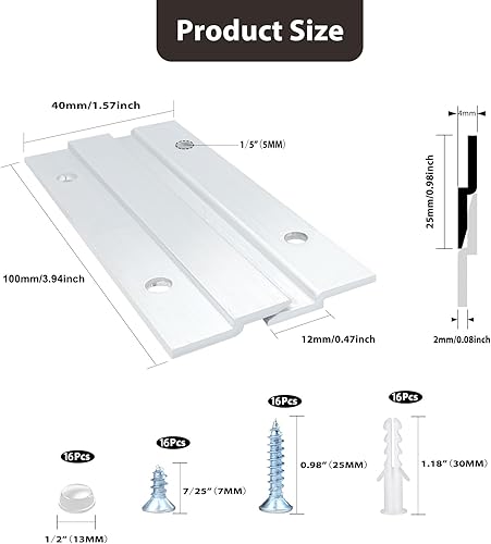 Miniatura 2 de Colgador de fotos para tacos franceses de 4 pulgadas  2 pares  Percha de aluminio Z soporta 50 libras  Kit de accesorios de montaje de pared